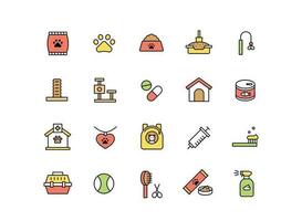 A collection of toys and household items for cats. icon set. vector