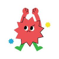 Cute abstract shapes characters. The spiky Star Polycorn has an angry expression. vector