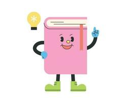 Cute school supplies characters. Books come up with good ideas. vector