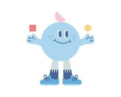 Cute shape characters. A circular shape is making a selection by placing shapes of various shapes on its hand. vector