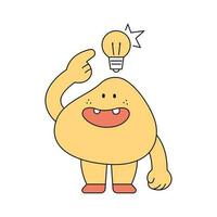 Cute shape character. The soft-looking figure is coming up with an idea. vector