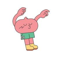 Cute shape character. A character that looks like a dumpling is doing a basketball pose. vector