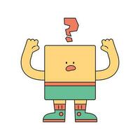 Cute shape character. The square has an ignorant expression. vector