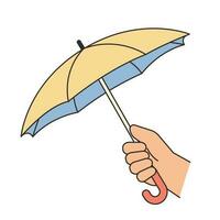 lluvioso día. un mano participación un sombrilla. sencillo ilustración con contornos vector