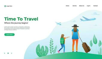 Travel landing page design template vector