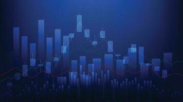 finance statistics background. candlesticks chart on dark screen. stock market and business investment concept vector