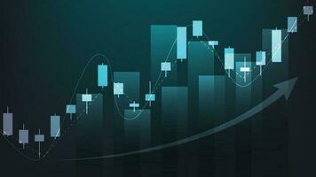 economy situation concept. Financial business statistics with bar graph and candlestick chart show stock market price and currency exchange on green background vector