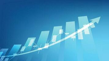 concepto de situación económica. las estadísticas de negocios financieros con gráfico de barras y gráfico de velas muestran el precio del mercado de valores y el cambio de divisas en un fondo verde oscuro vector