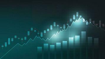 economy situation concept. Financial business statistics with bar graph and candlestick chart show stock market price and currency exchange on green background vector