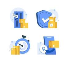 Delivery,Logistics and service. Cardboard box with the parcel,flat design icon vector illustration