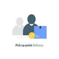 Delivery services, courier person,parcel box, receive order concept, messenger man vector