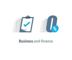 Investment fund performance report, interest rate graph, trade revenue boost, venture business growth strategy vector