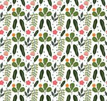 leaf and flower seamless pattern flat design vector