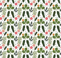 leaf and flower seamless pattern flat design vector