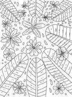 Leafs and flowers coloring page hand drawn vector