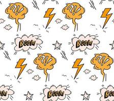 action graphic comic style seamless pattern hand drawn vector