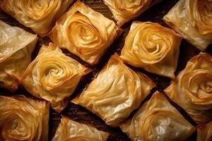 stock photo of Filo is an unleavened dough used to make pastries food photography