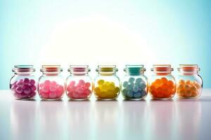 stock photo of of candy jars bright colorful light professional food photography ai generated