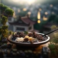 valores foto de jajangmyeon cinematográfico editorial comida fotografía generativo ai