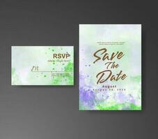 Wedding invitation with abstract watercolor background vector