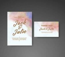 Wedding invitation with abstract watercolor background vector