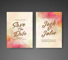 Wedding invitation with abstract watercolor background vector