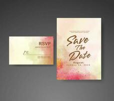 Wedding invitation with abstract watercolor background vector