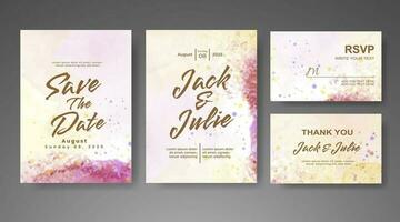 Save the date with watercolor background. Design for your invitation. vector