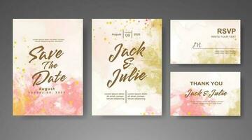 Save the date with watercolor background. Design for your invitation. vector