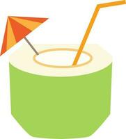 coconut water cocktail drink icon. green coconut sign. fresh coconut juice symbol. flat style. vector