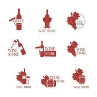 conjunto de vino logo vector icono