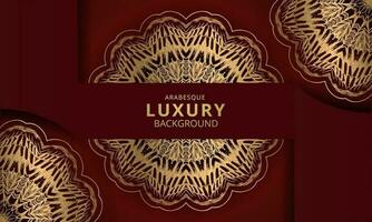 Luxury mandala background with golden arabesque pattern. ornament elegant invitation wedding card , invite , backdrop cover banner illustration maroon color vector design