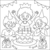 Birthday party coloring page vector