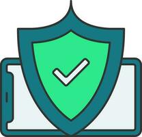aprobar móvil seguridad icono en azul y verde color. vector
