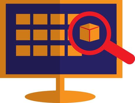 Delivery boxes search in computer. vector