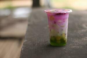 fruit ice in plastic cup packaging. photo