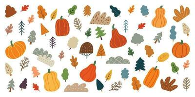 Set of autumn illustration element vector