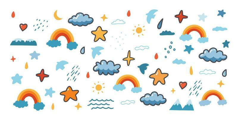 Set of cute weather illustration element