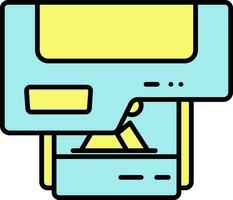 Top View Printer Icon In Blue And Yellow Color. vector