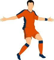 Football player character in defending pose. vector