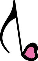 Heart with music note. vector