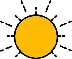 Flat style Sun icon in yellow and black color. vector