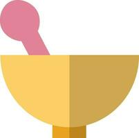 Mortar and pestle. Yellow and pink illustration. vector