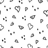 Seamless pattern hand drawn with hearts and points in doodle style vector