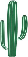 hand drawn retro saguaro cactuswith white lines isolated on the white background vector