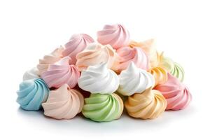 stock photo of meringue cookies isolated white background professional food photography