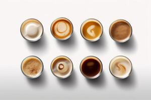 stock photo of collection mix a cup macchiato top view food photography