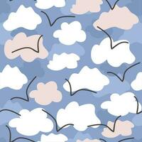 Seagulls and clouds. Minimalistic seamless abstract pattern. vector