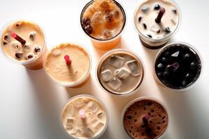 stock photo of collection a cup frappe top view food photography