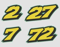 Racing Font Number Vector Twenty Seven Seventy Two Editable